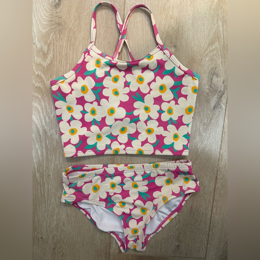 Hanna Andersson Pink Floral Two-Piece Tankini